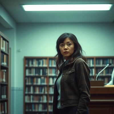 Eine Frau in der Bibliothek