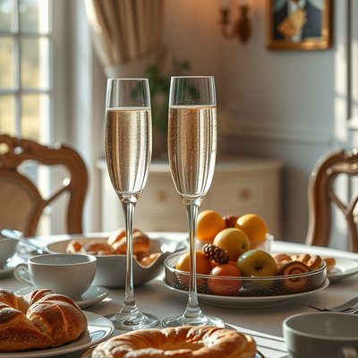 Champagner und Frühstück