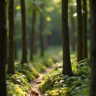 Was ist braun, knusprig und läuft durch den Wald?